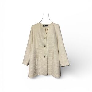 Zara Cream Textured Women's Blazer
